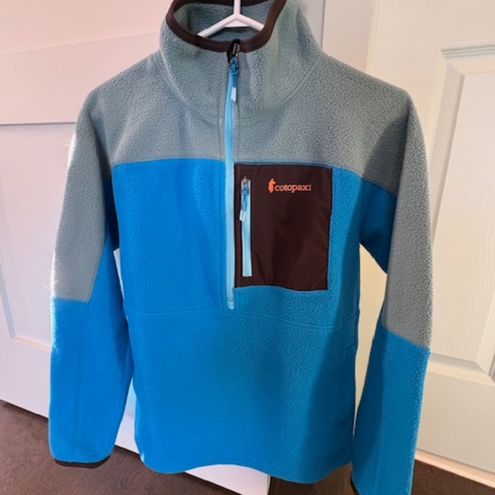 COTOPAXI Abrazo Women's sz S fleece sweater 1/2 zip blue & bluegrass long sleeve